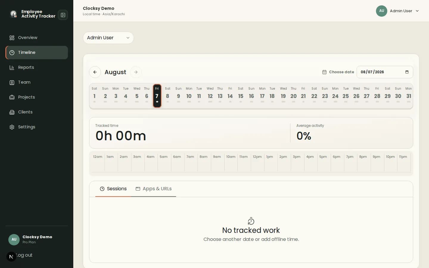 Employee Activity Tracker timeline